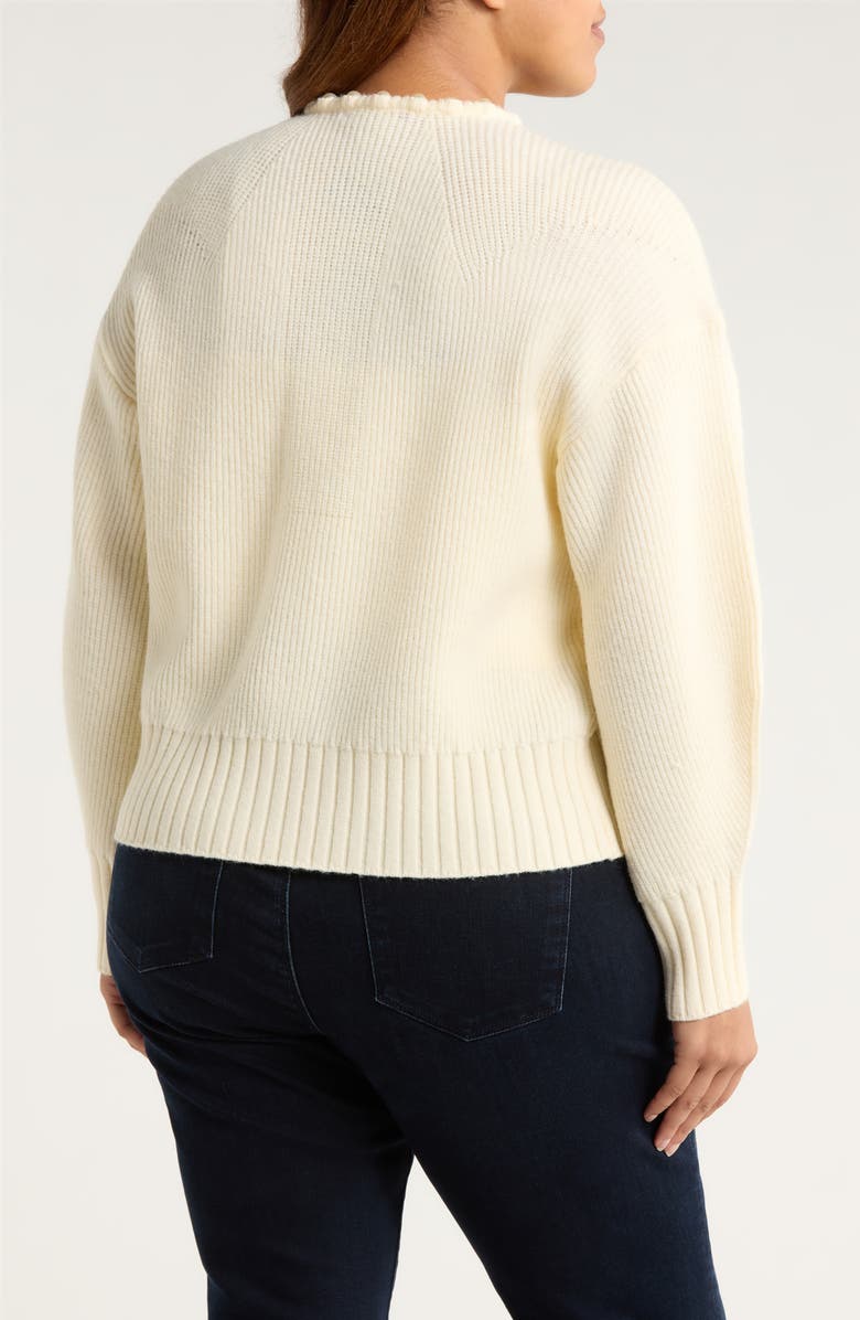 Wit & Wisdom Faux Pearl Trim Cardigan, Alternate, color, Vanilla