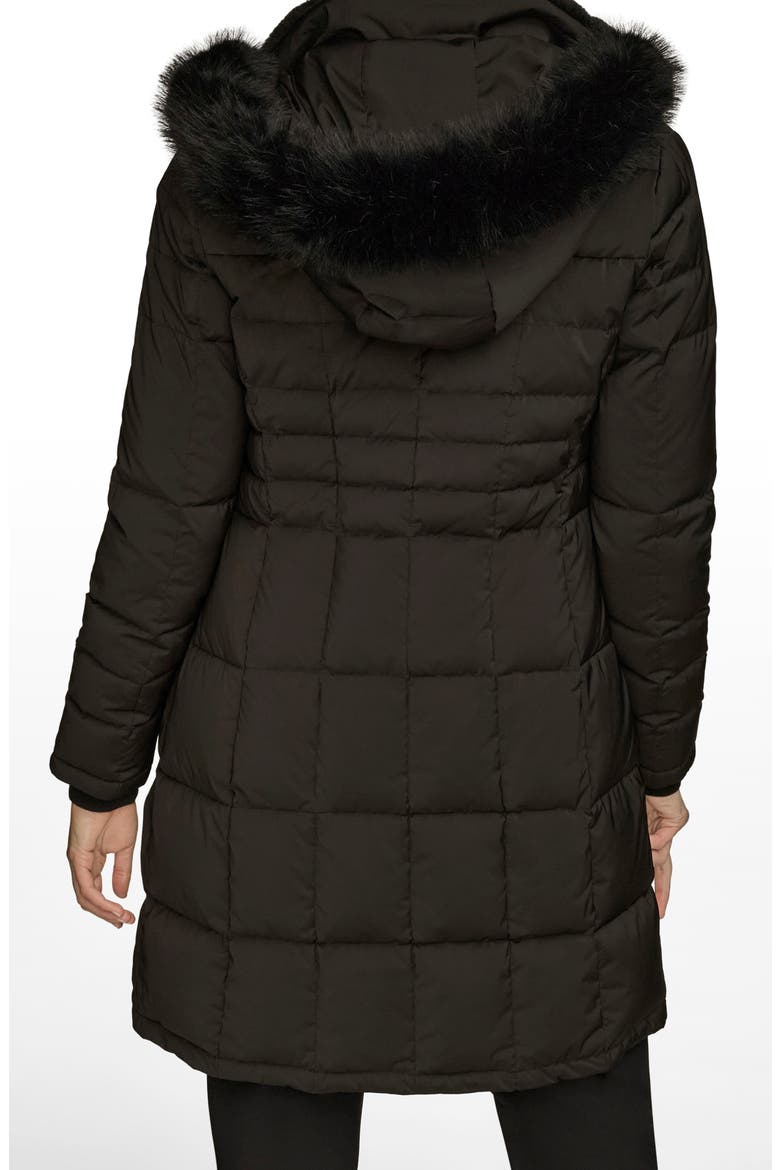 Water Resistant Puffer Coat with Faux Fur Trim, Alternate, color, BLACK