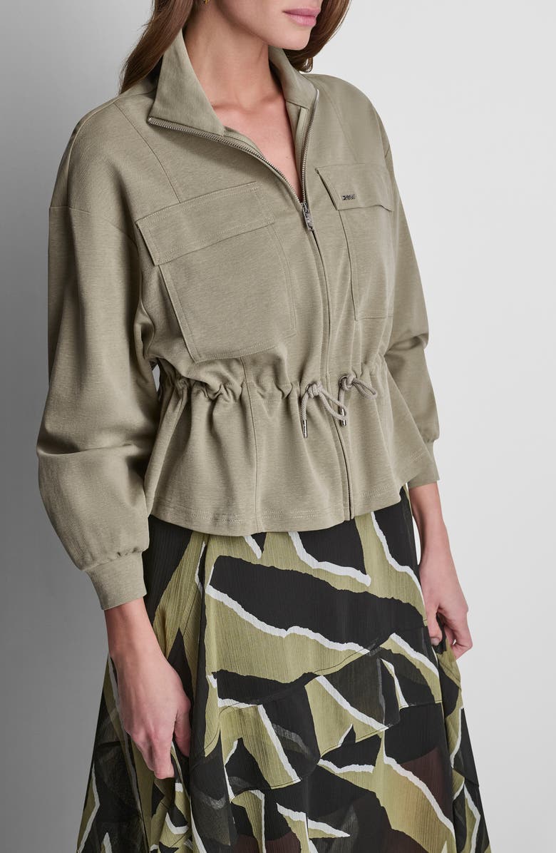DKNY Arid Cotton Blend Piqué Jacket, Alternate, color, Light Fatigue