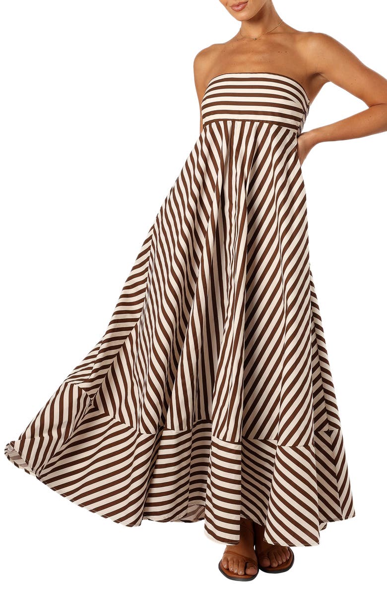 Petal & Pup Bowie Stripe Strapless Cotton Maxi Dress, Main, color, 