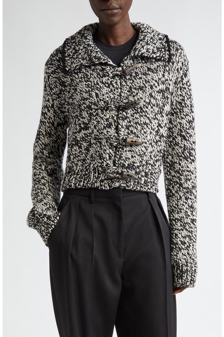 Lantini Marled Merino Wool Blend Sweater Jacket, Main, color, BLACK/ WHITE