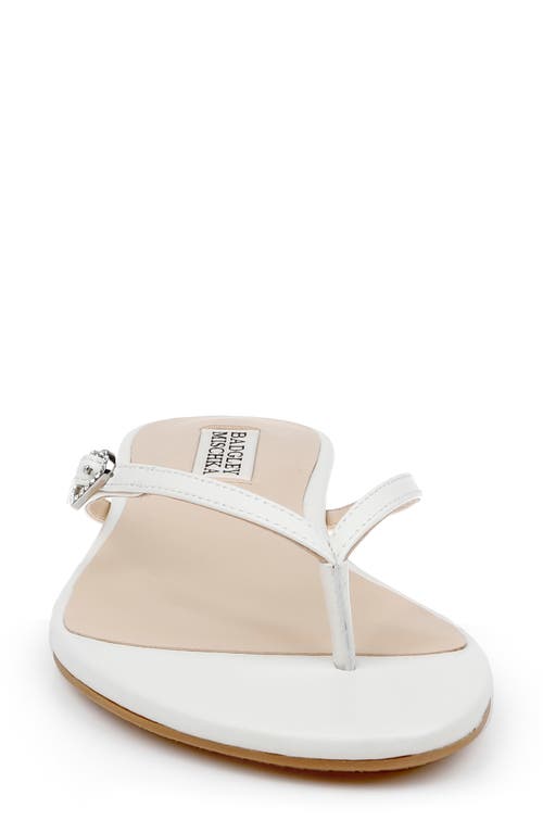 Badgley Mischka Dynah Heart Leather Flat Sandals In White Leather
