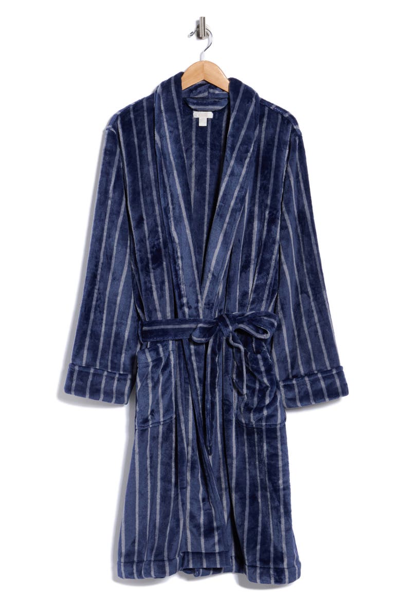 Patterned Plush Robe, Alternate, color, BLUE SWAY STRIPE