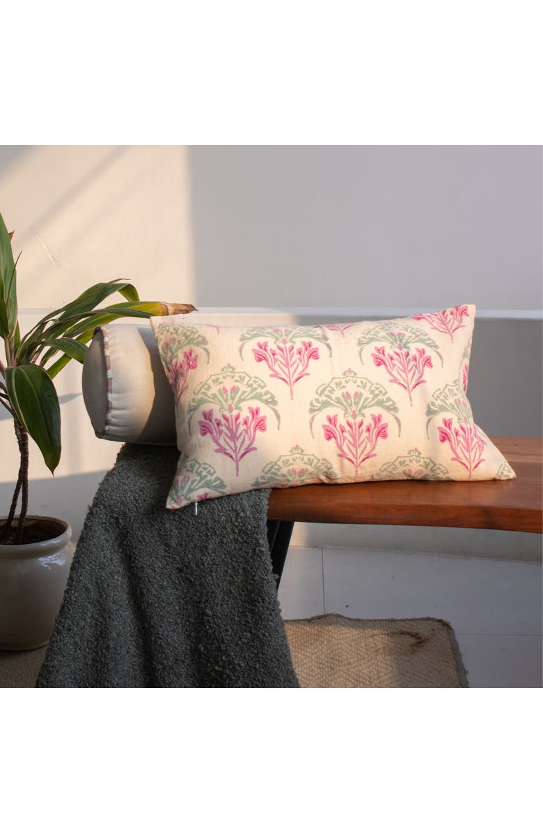 Banyan & Birch Soma - Lumbar Pure Linen Throw Pillow Cover, Alternate, color, Peach