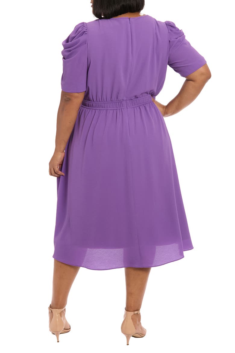 Shirred Crewneck Midi Dress, Alternate, color, DEEP LAVENDER