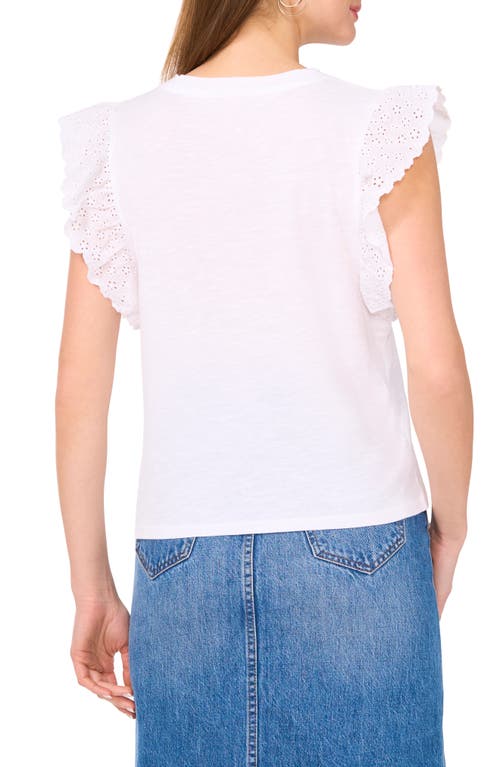 Two By Vince Camuto Ruffle Eyelet Tank Top In Ultra White