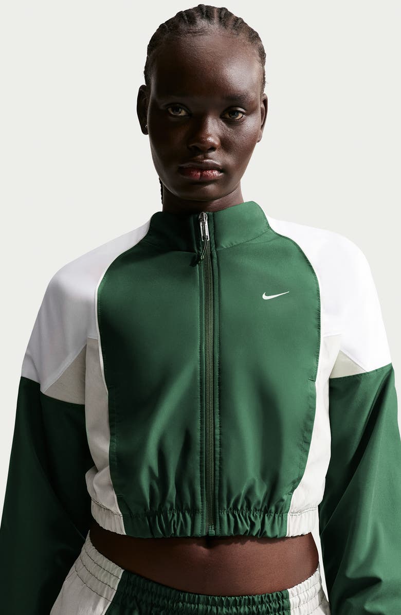 Nike Sportswear Shrunken Water Repellent Track Jacket, Alternate, color, Fir/White/Light Bone/Sail