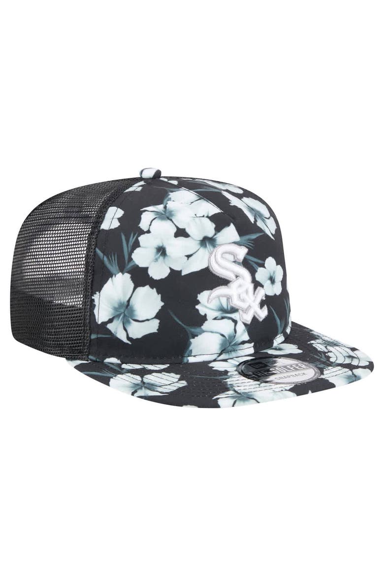 Men's New Era Black Chicago White Sox Adventure Pattern Golfer Trucker Snapback Hat, Alternate, color, Black