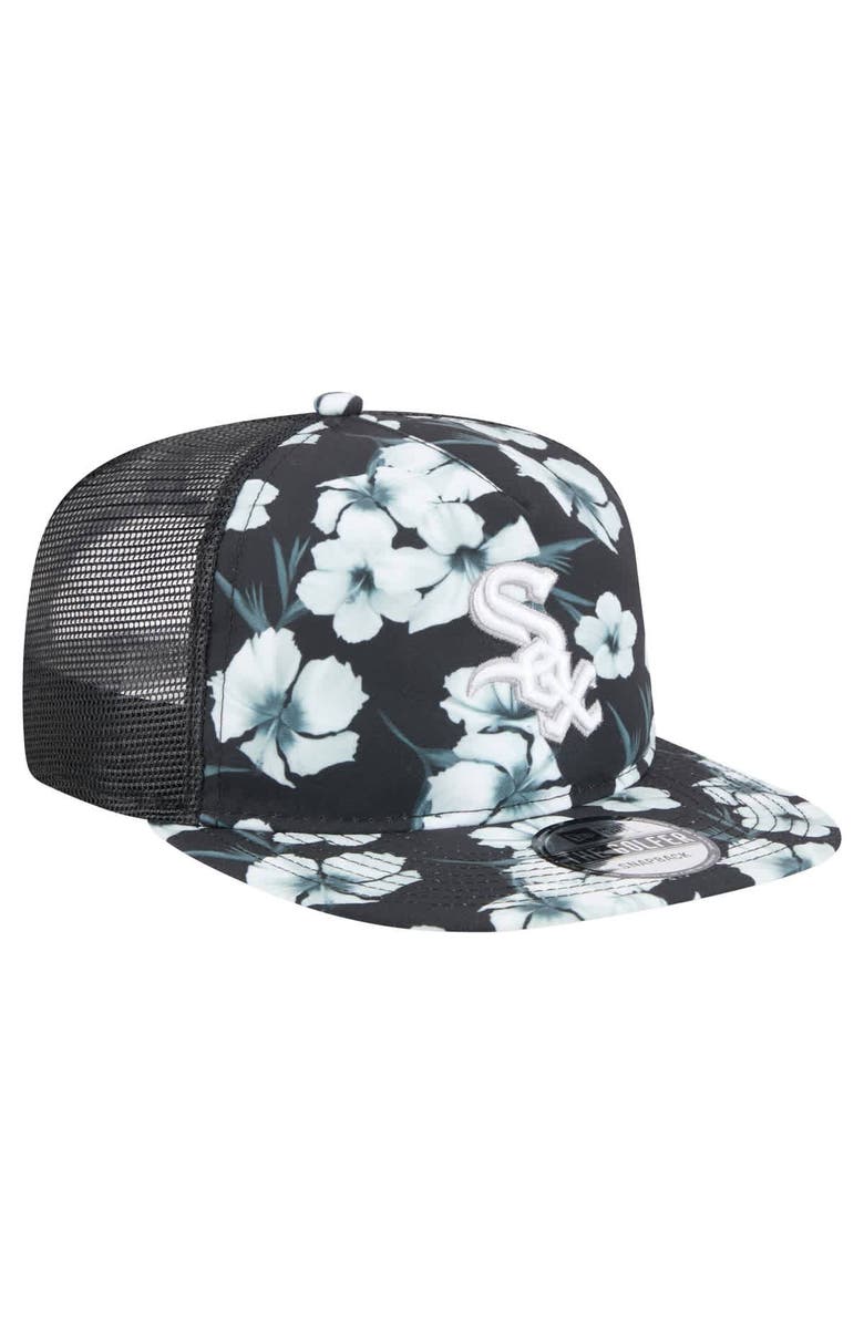 New Era Men's New Era Black Chicago White Sox Adventure Pattern Golfer Trucker Snapback Hat, Alternate, color, Black