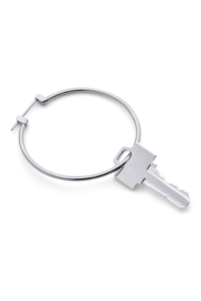 Single Key Hoop Earring (Nordstrom Exclusive), Main, color, RHODIUM STERLING SILVER