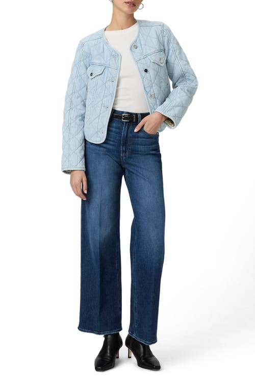Paige Jayla Quilted Crop Denim Jacket In Aella