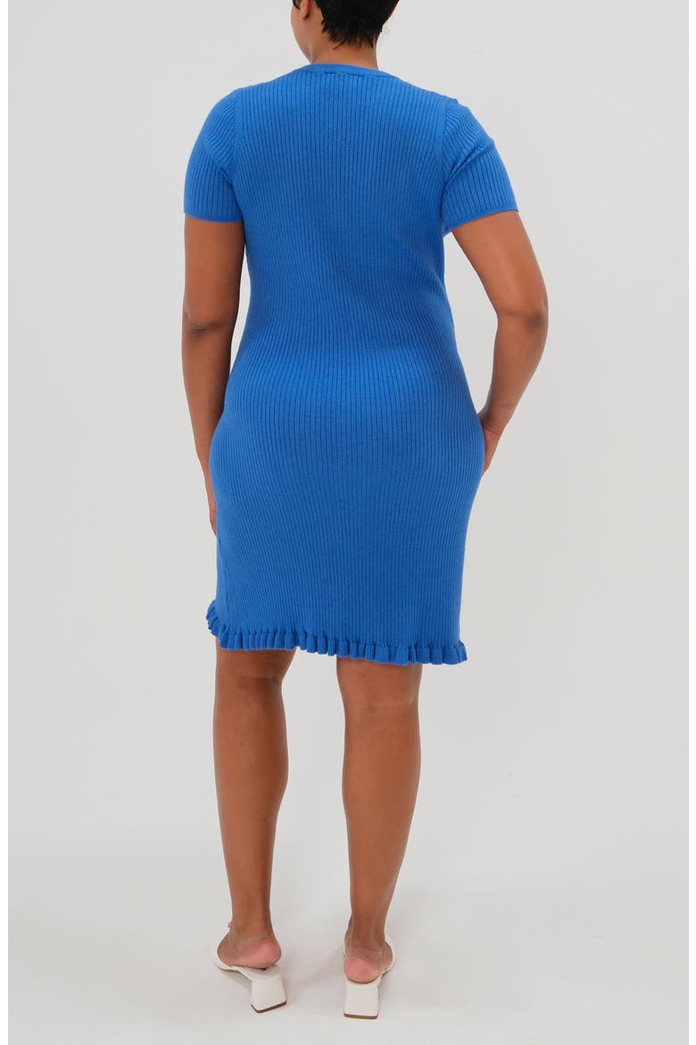 Women's Short Sleeve Knit Maternity Knee Length Sweater Dress with Hem Detail, Alternate, color, Blue