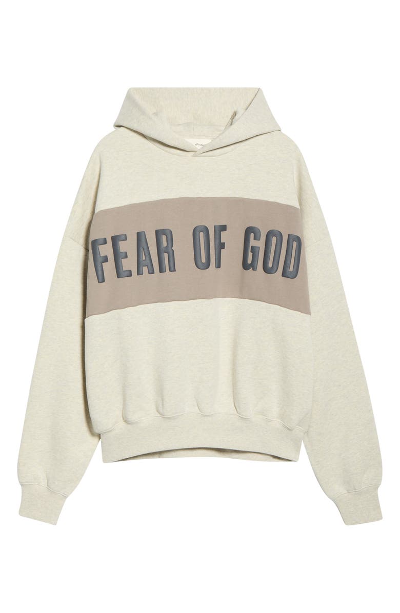 Fear of God Essentials Paneled Relaxed Crop Hoodie, Main, color, Vanilla Heather/ Seal