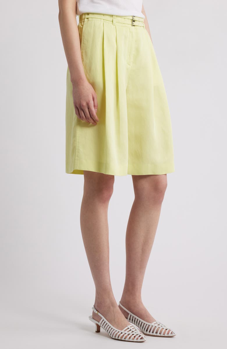 BOSS Tilena Pleated Belted Shorts, Alternate, color, Pale Lime