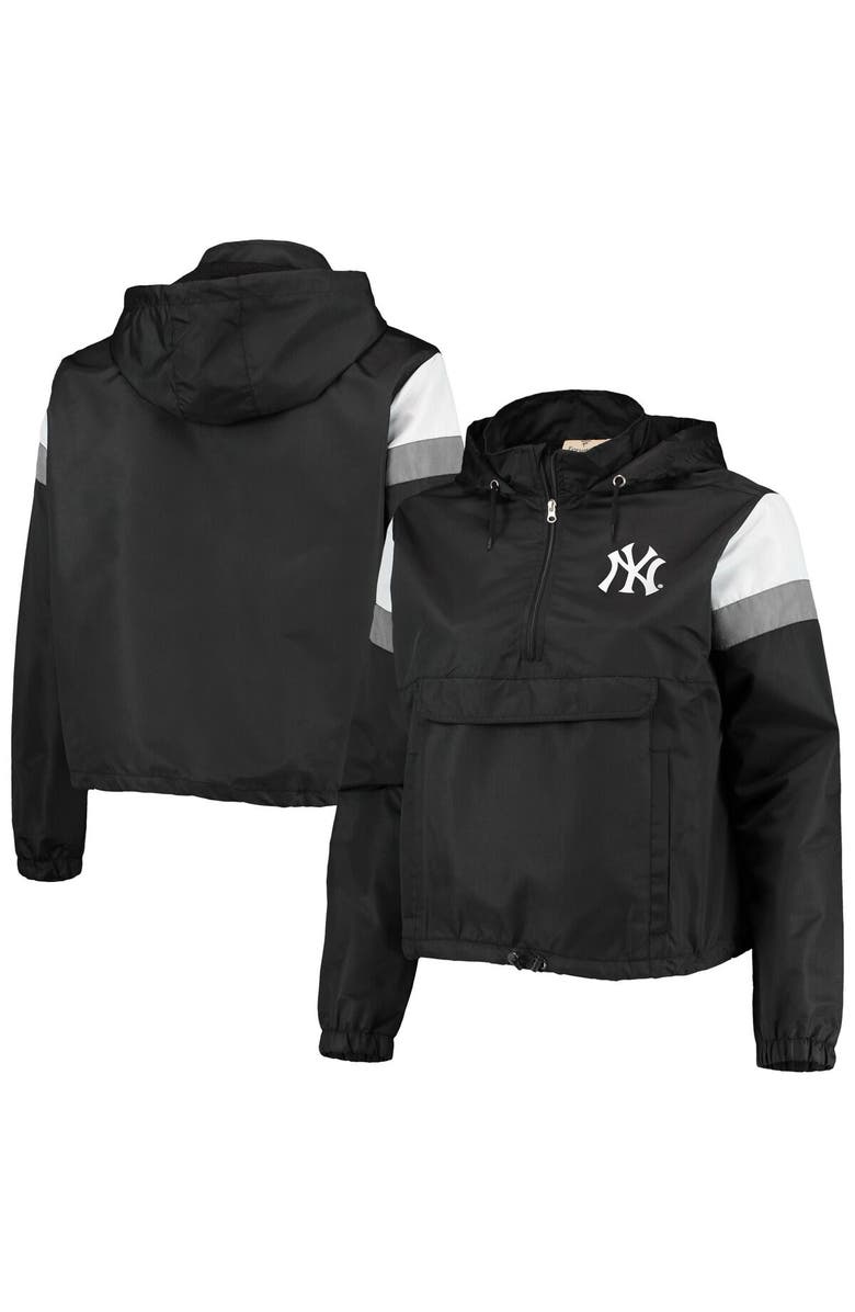 PROFILE Women's Black/Gray New York Yankees Plus Size Anorak Quarter-Zip Hoodie, Alternate, color, 