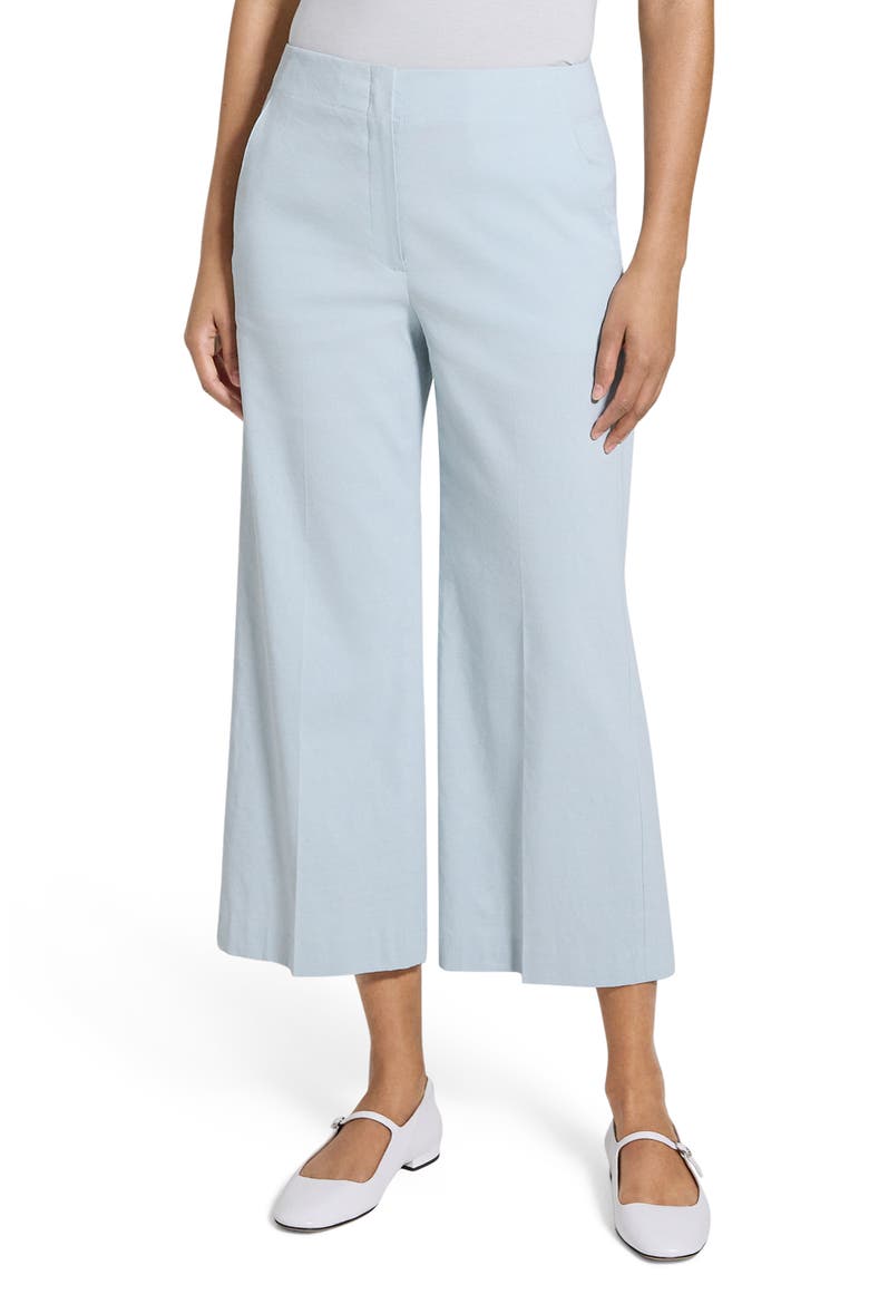 Clean Terena Crop Wide Leg Linen Blend Pants, Main, color, PEARL BLUE
