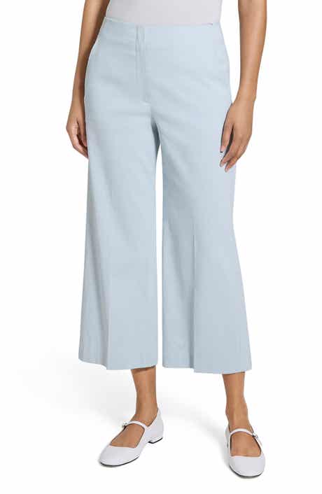Theory Clean Terena Crop Wide Leg Linen Blend Pants