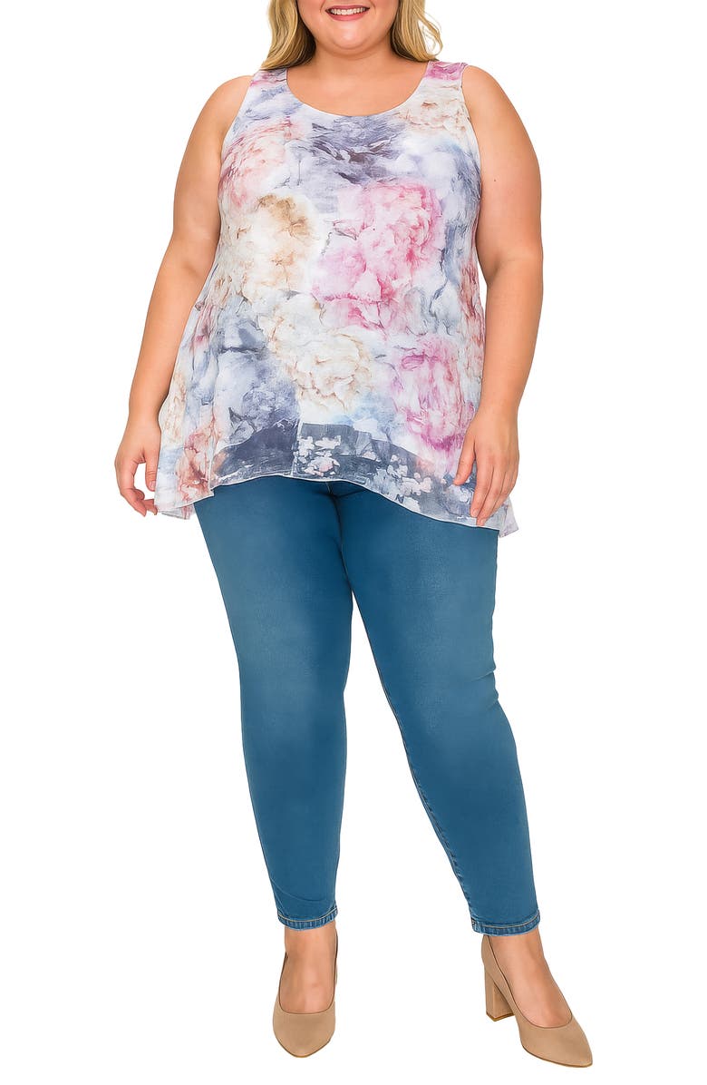 Standards 
Practices Rose Print Mesh Top, Alternate, color, Rose Lace