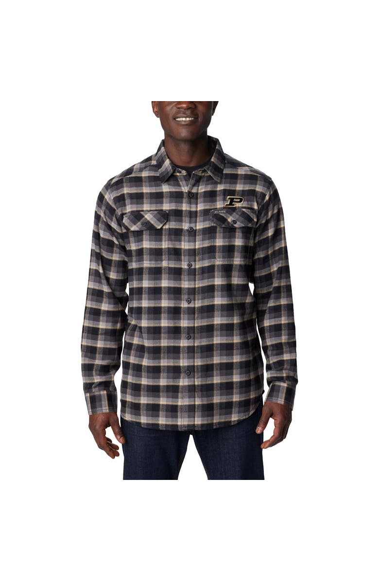 Columbia Black Purdue Boilermakers Flare Gun Flannel Long Sleeve Shirt, Main, color, 