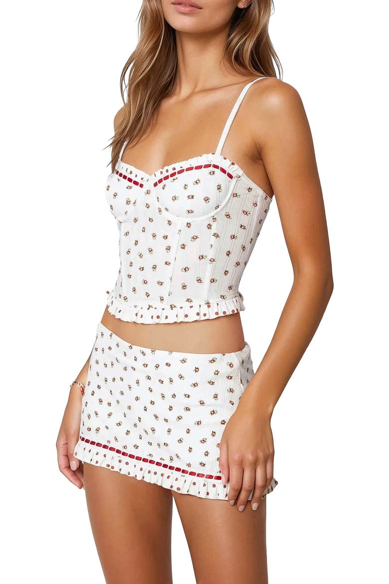 Mica Floral Print Corset Camisole, Alternate, color, WHITE