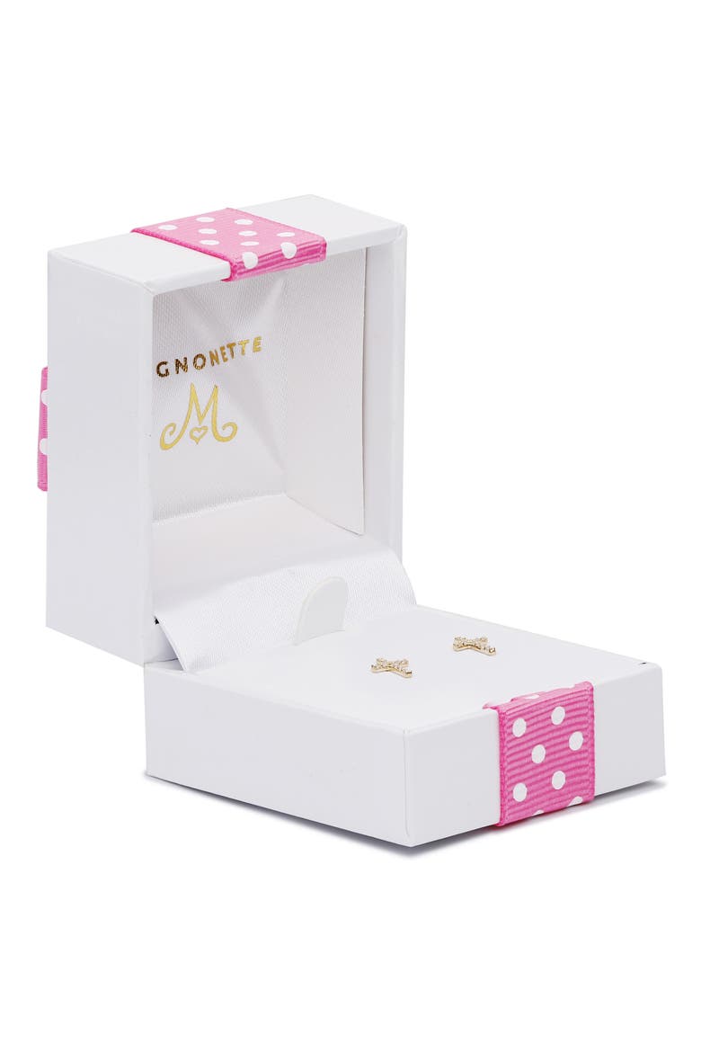 14K Gold & Cubic Zirconia Cross Stud Earrings, Alternate, color, GOLD