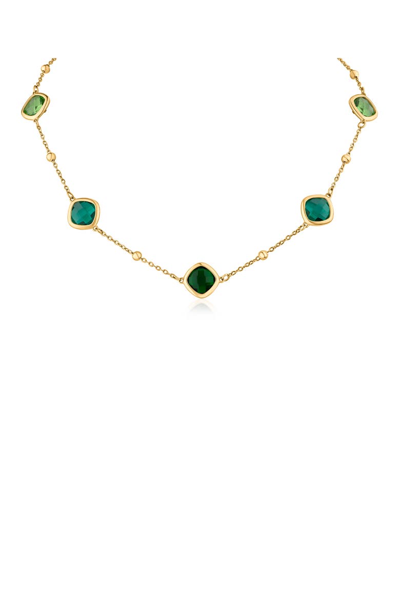 Ombre Crystal Station Necklace, Main, color, GREEN/ GOLD