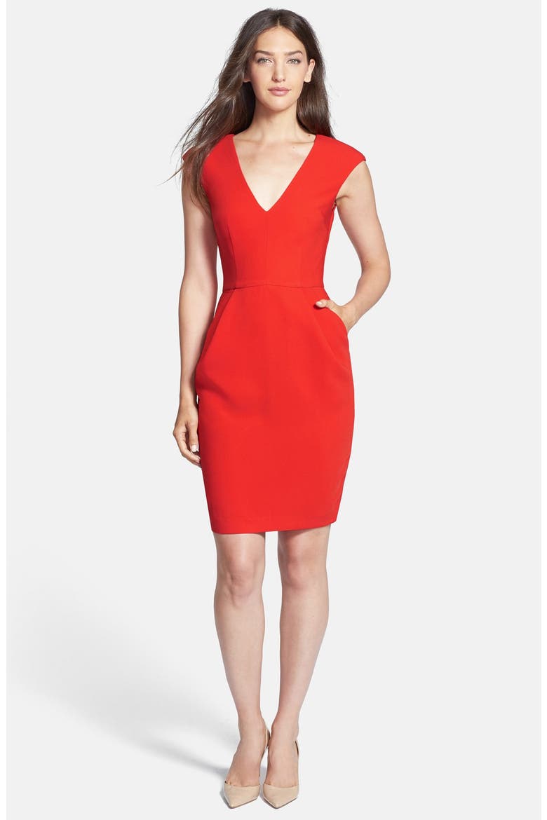 Woven Sheath Dress (Nordstrom Exclusive), Alternate, color, RED