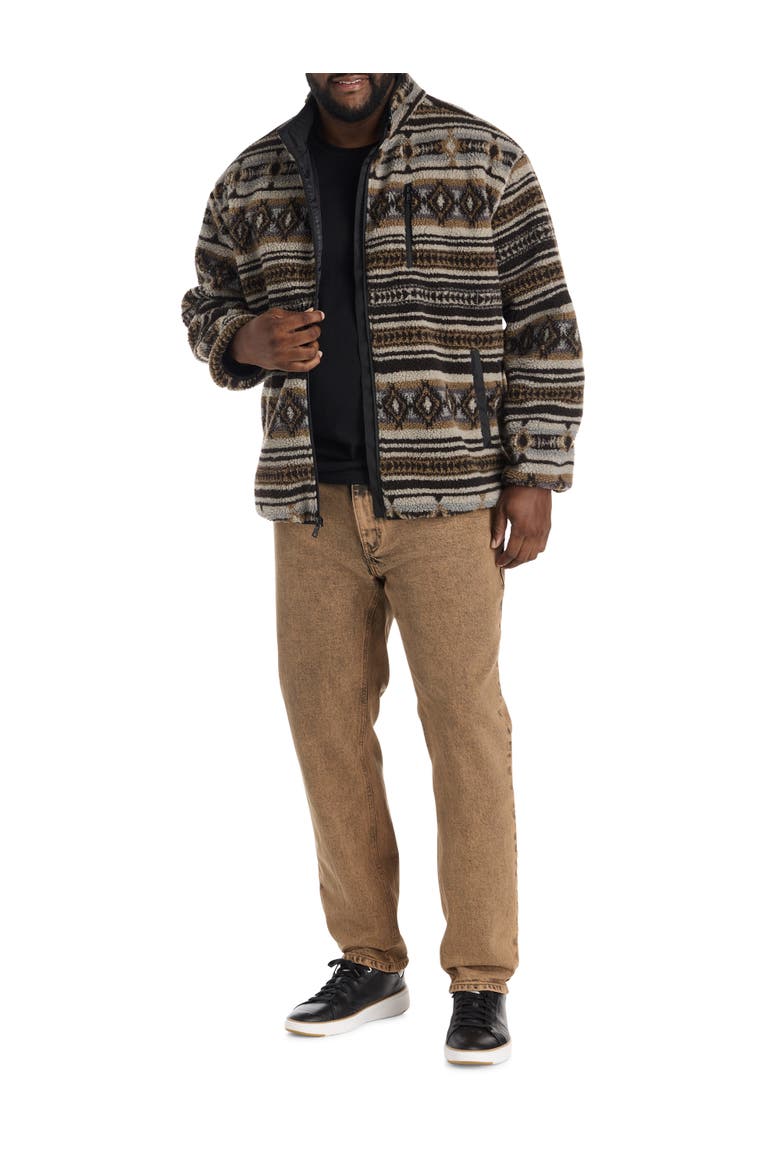 Big & Tall Abstract Printed Fleece Jacket, Alternate, color, BROWN