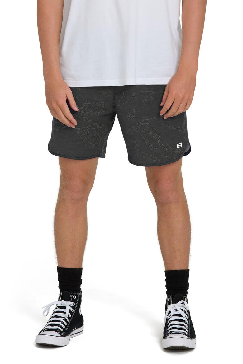 Surftrek Transit Elastic Waist Hybrid Shorts, Main, color, BLACK CAMO