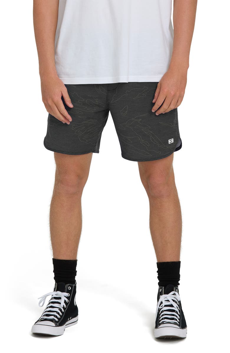 Billabong Surftrek Transit Elastic Waist Hybrid Shorts, Main, color, Black Camo