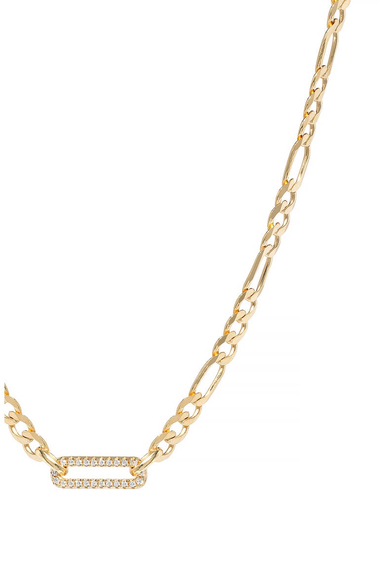 Pavé Figaro Chain Necklace, Alternate, color, GOLD
