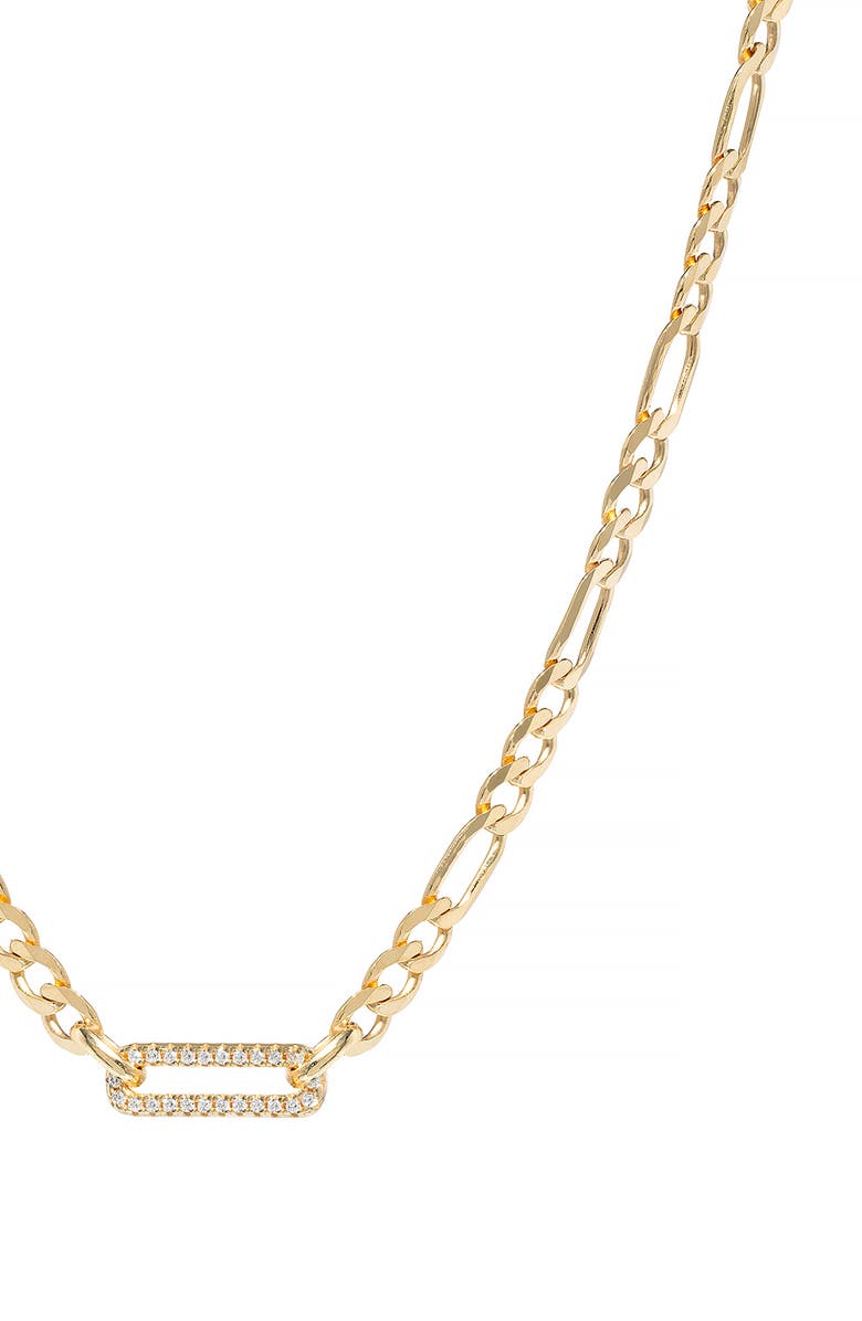 ATHRA LUXE Pavé Figaro Chain Necklace, Alternate, color, Gold