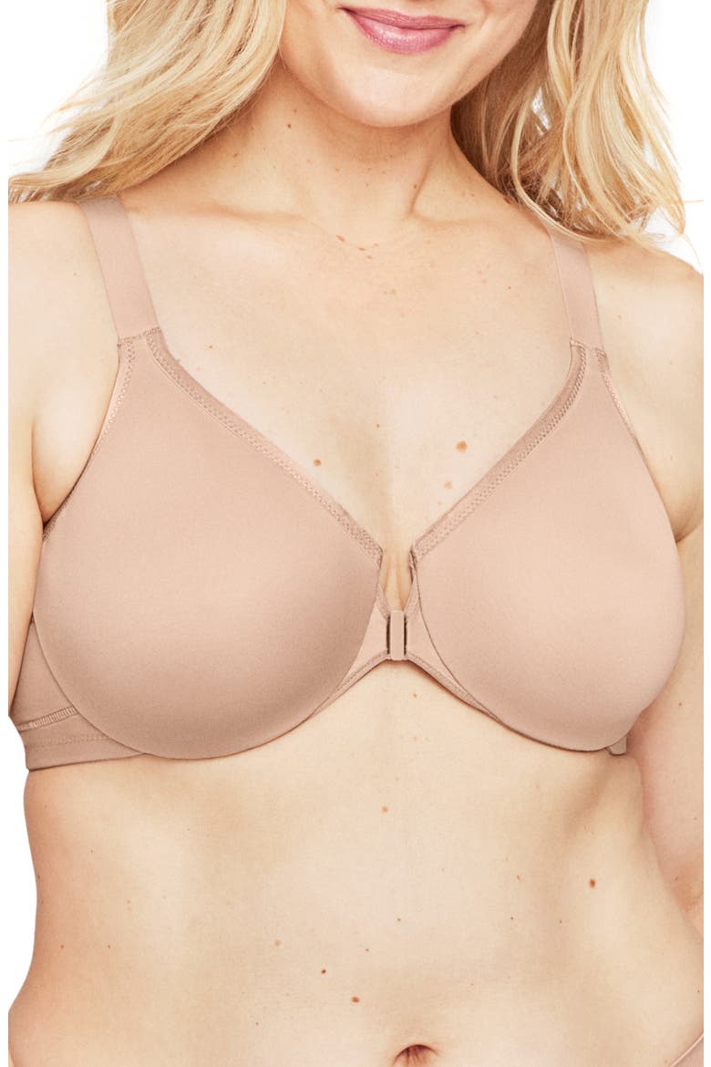 WonderWire® Front Close Underwire Sports Bra, Main, color, CAFE