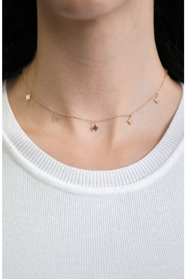 Jac + Jo Gothic Charm Station Necklace, Alternate, color, YELLOW GOLD