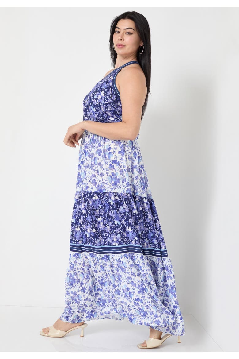 One-Shoulder Tiered Maxi Dress, Alternate, color, FLOWER FIELD BLUE