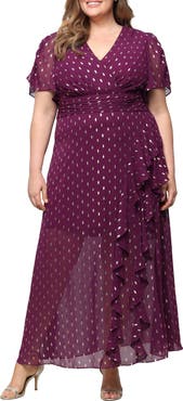 SL FASHIONS Flutter Sleeve Fil Coupé Maxi Dress