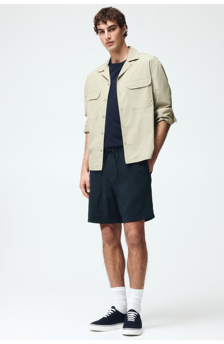 H&M Relaxed-fit textured shorts, Alternate, color, Black