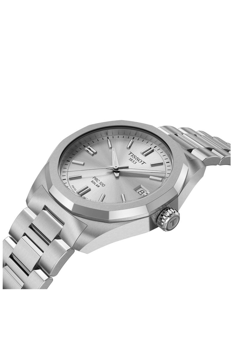 PRC 100 Solar Quartz Bracelet Watch, 34mm, Alternate, color, SILVER