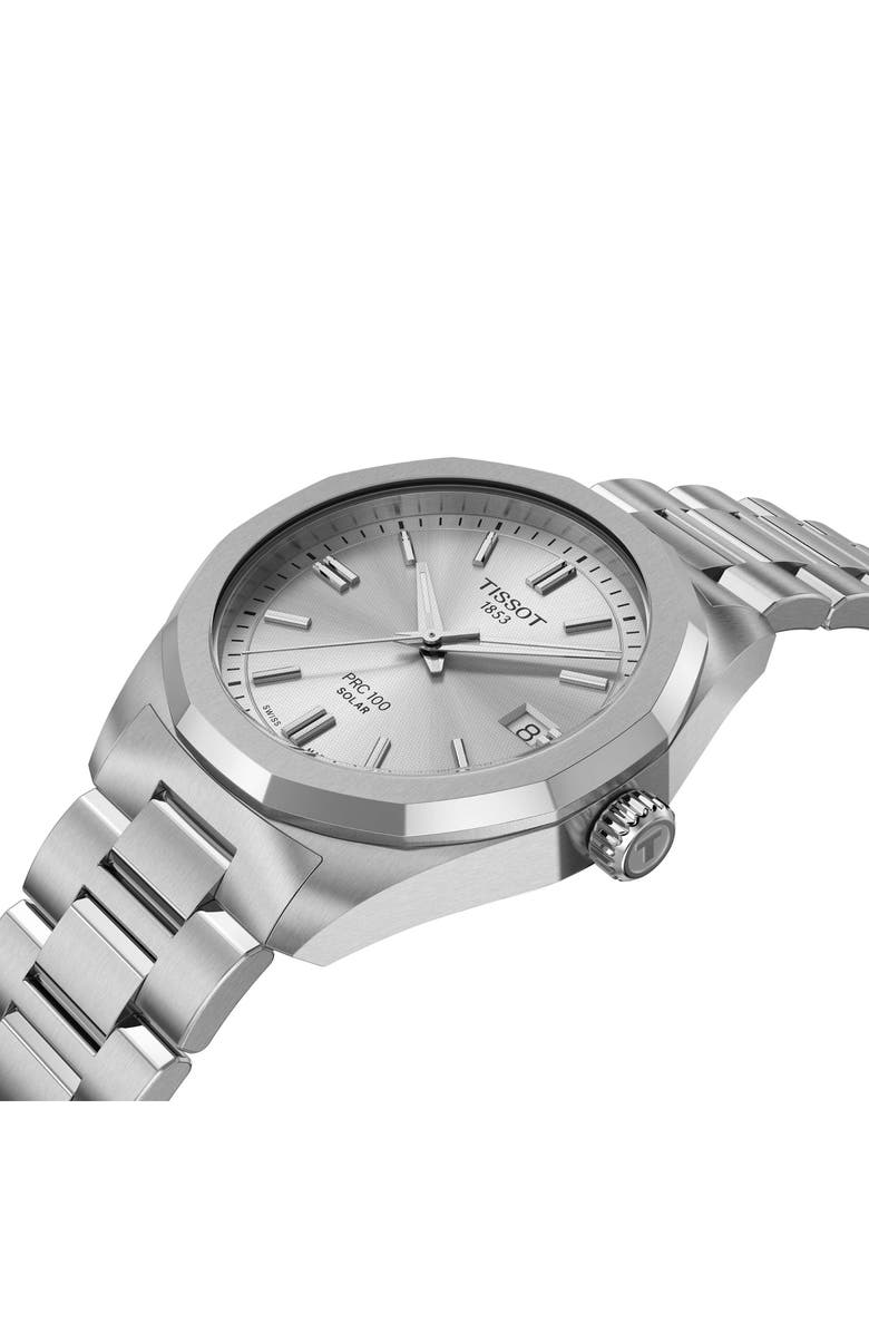 Tissot PRC 100 Solar Quartz Bracelet Watch, 34mm, Alternate, color, Silver