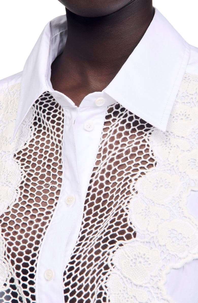 SANDRO Lace bib shirt, Alternate, color, 