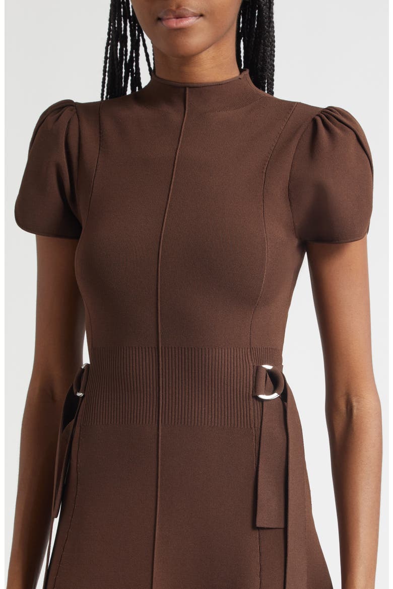 Compact Rib Midi Dress, Alternate, color, DARK CHOCOLATE
