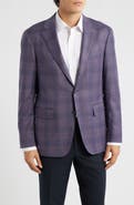 Canali Kei Trim Fit Purple Mélange Shadow Plaid Wool Sport Coat