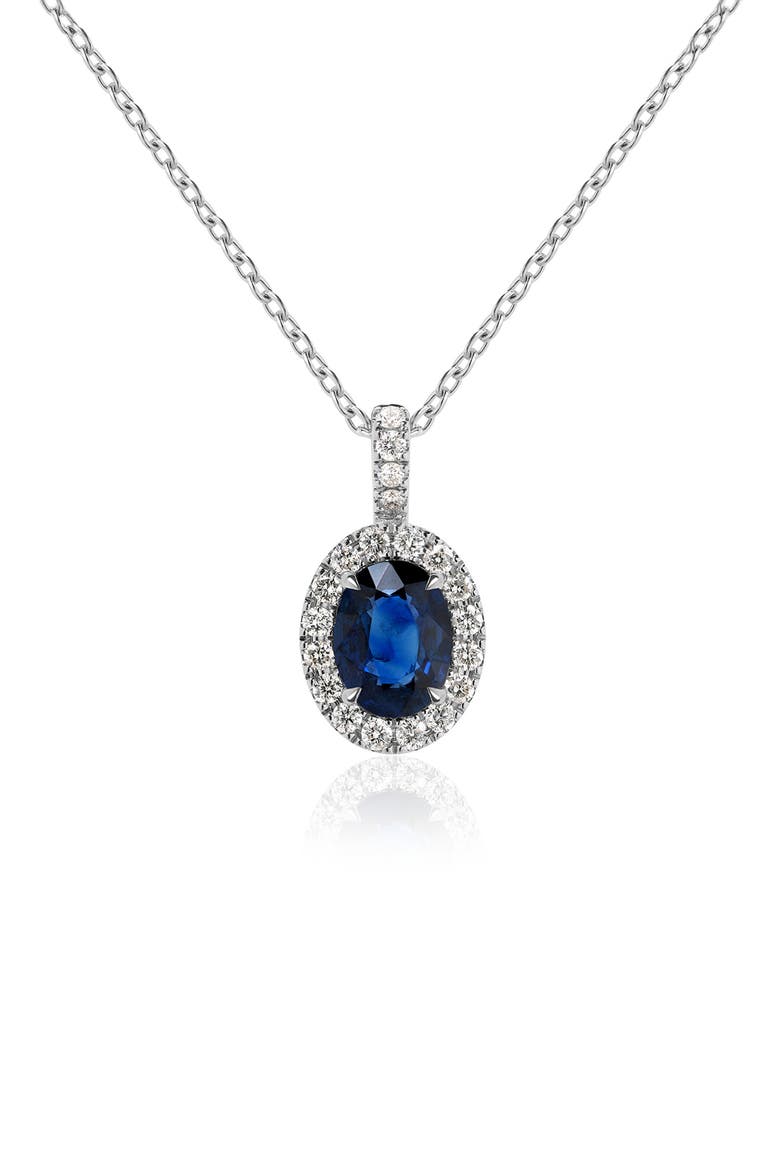 Diamond Pavé & Sapphire Pendant Necklace, Main, color, WHITE/ DIAMOND/ SAPPHIRE