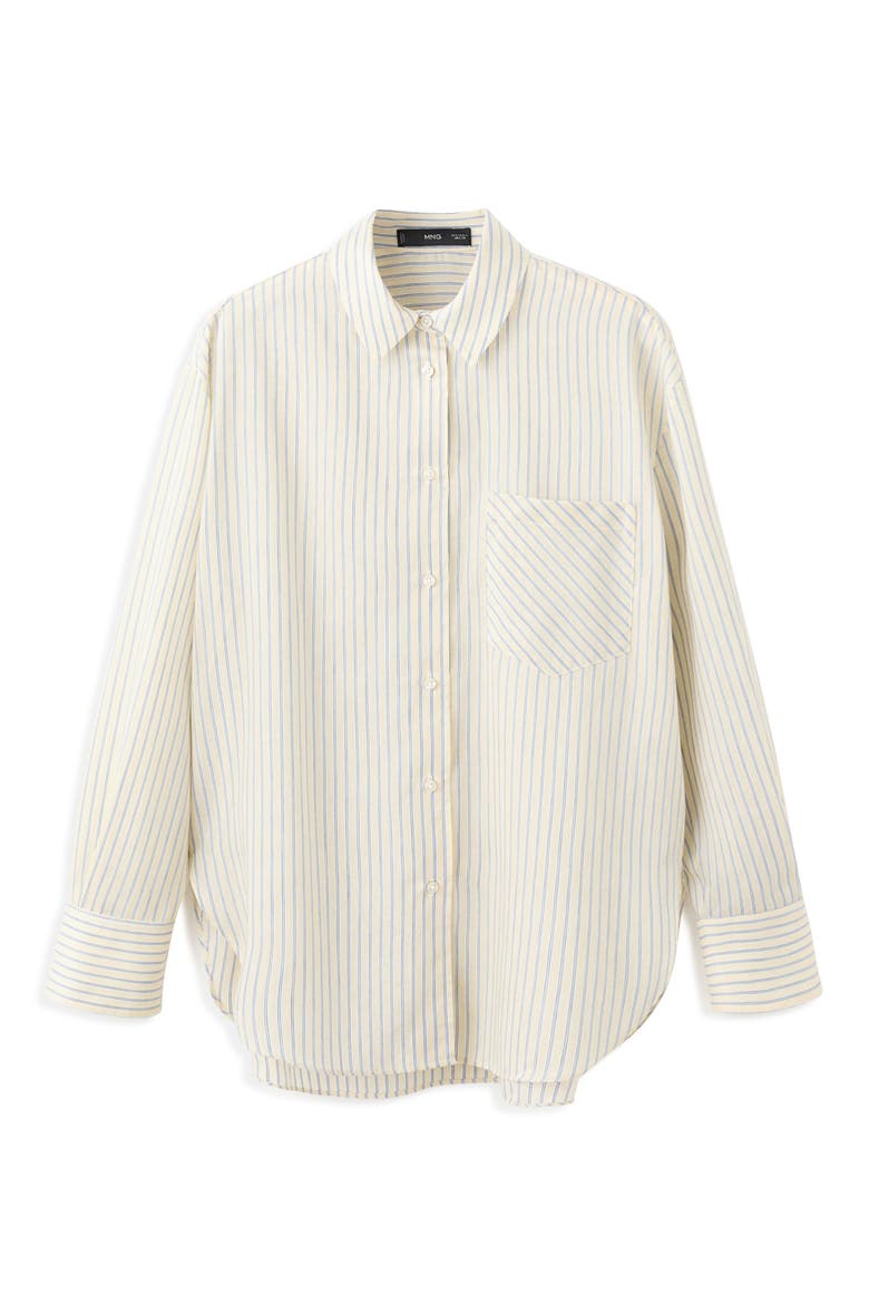 Stripe Oversize Button-Up Shirt, Alternate, color, PASTEL YELLOW
