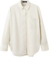 MANGO Stripe Oversize Button-Up Shirt