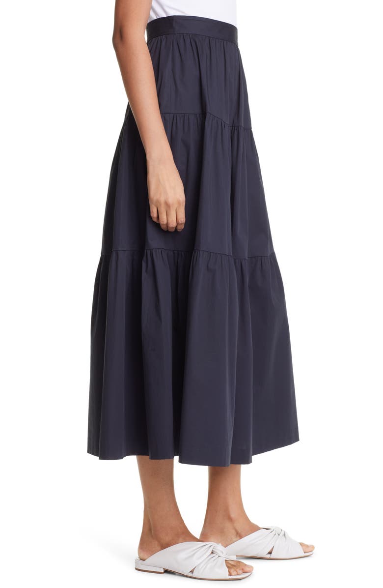 STAUD Tiered Stretch Cotton Maxi Skirt, Alternate, color, 