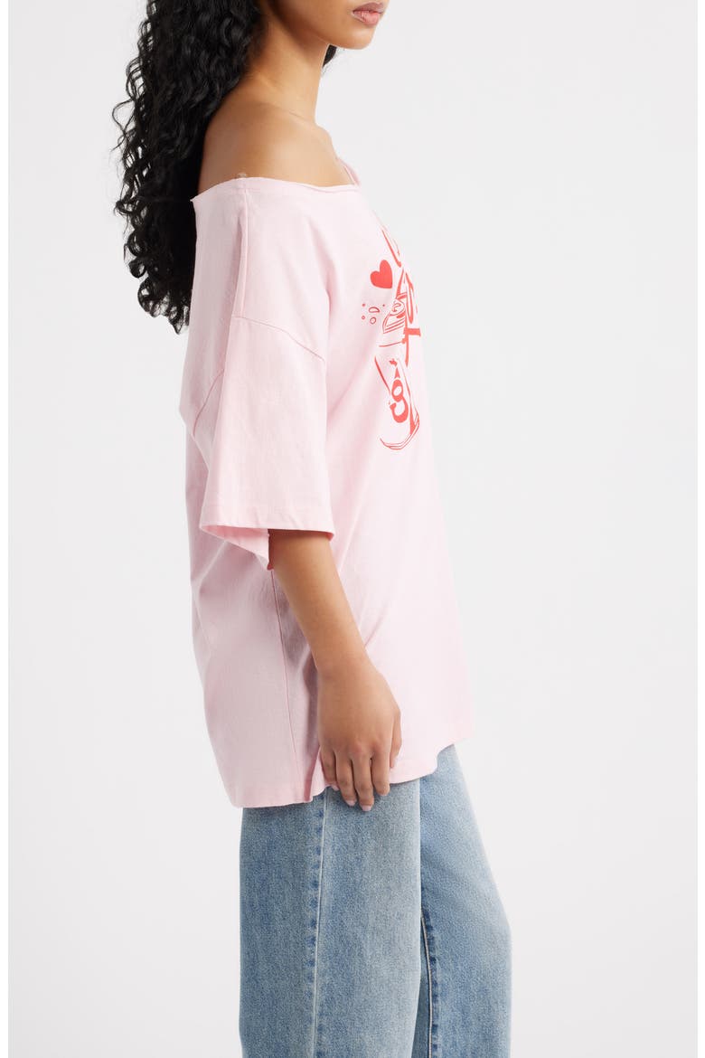 Diet Coke Girlie One Shoulder Graphic Cotton T-Shirt, Alternate, color, ROMANCE ROSE