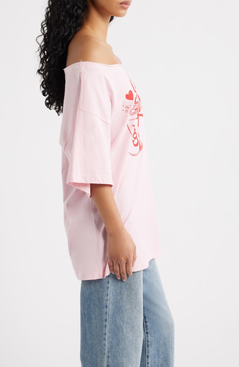 GOLDEN HOUR Diet Coke Girlie One Shoulder Graphic Cotton T-Shirt, Alternate, color, Romance Rose