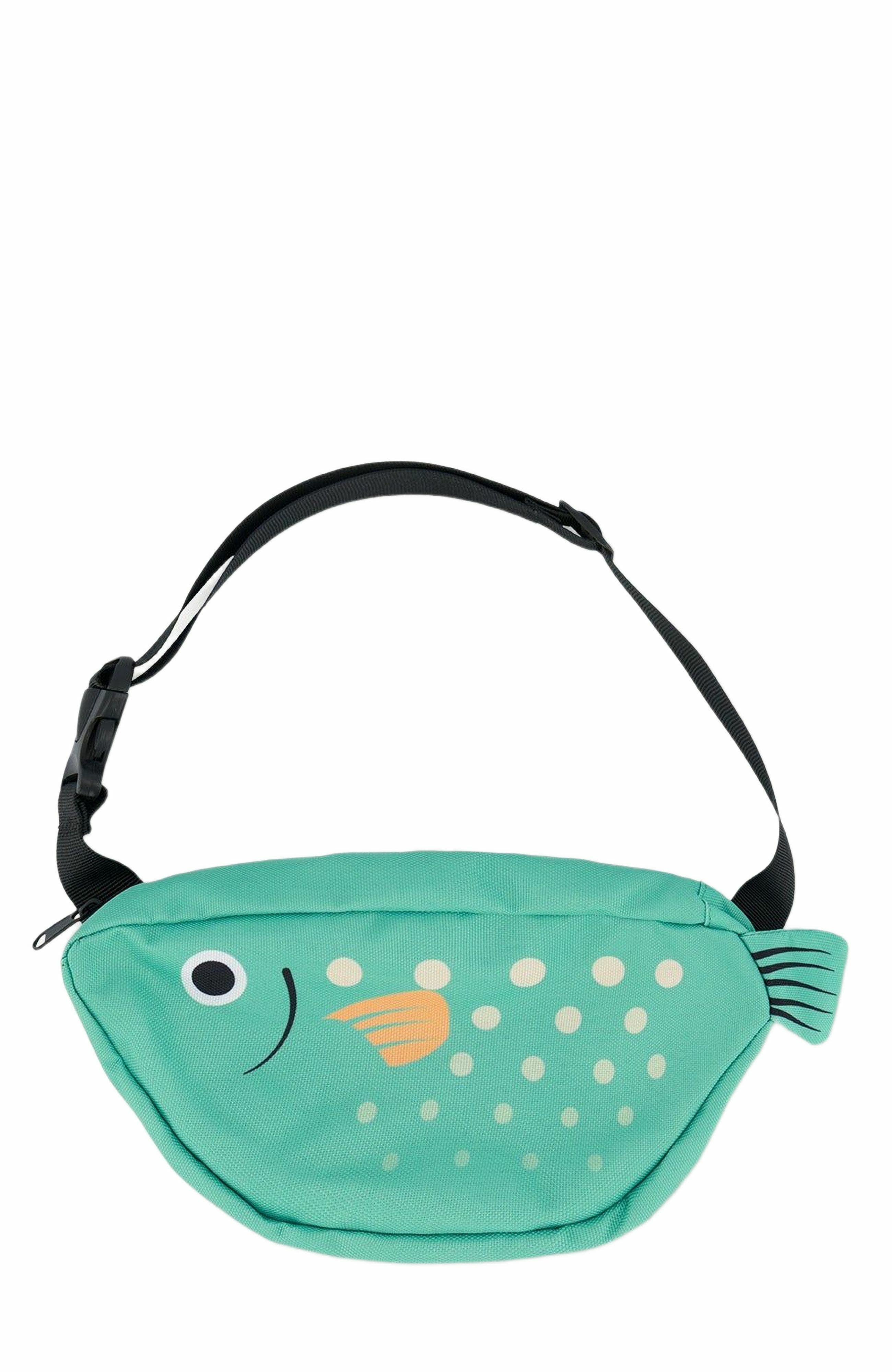 Deux par Deux Kids Unisex Fish Fanny Pack Green, Main, color, 
