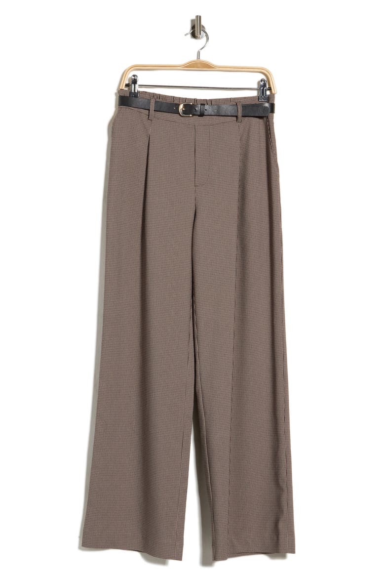 Houndstooth Belted Wide Leg Pants, Alternate, color, BLACK/ GREY
